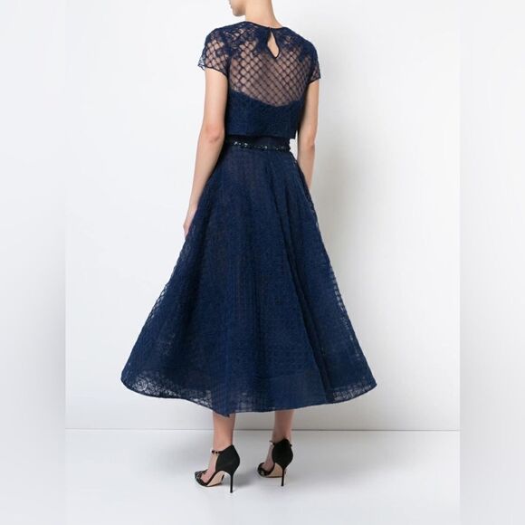 New MARCHESA NOTTE Tulle Layered Navy Blue Dress - Picture 3 of 9